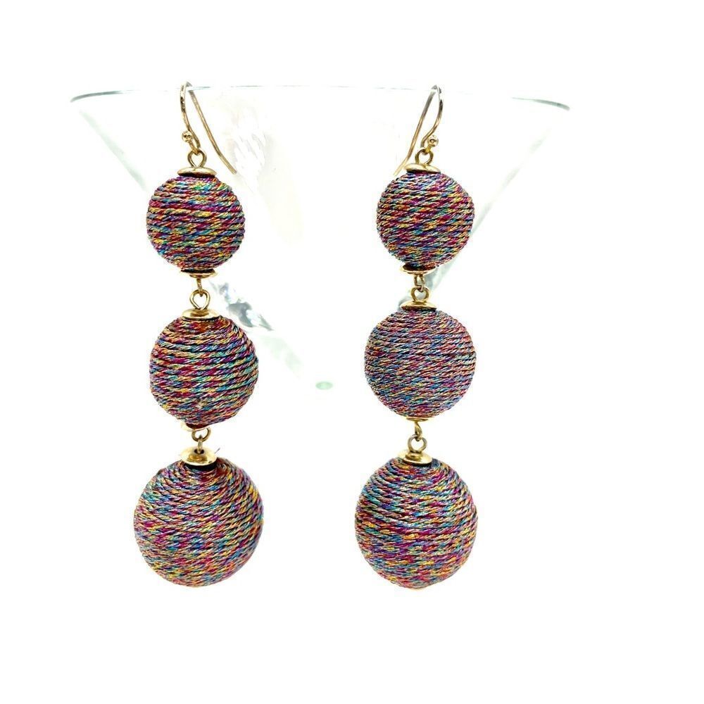 Dangle 3 Ball Earrings - Picture 2 of 2